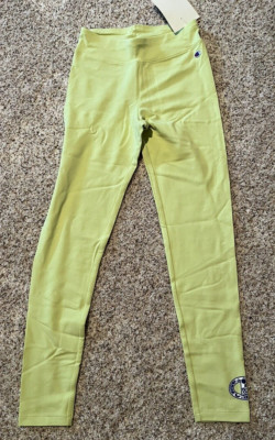 CHAMPION GIRLS LEGGINGS - LIME GREEN W/SPORTS ''C'' LOGO ON LEG - SIZE 10/12