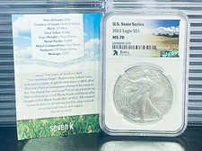 7k American Silver Eagle U.S. State Series Coin graded NGC MS70 2020 2021 2022