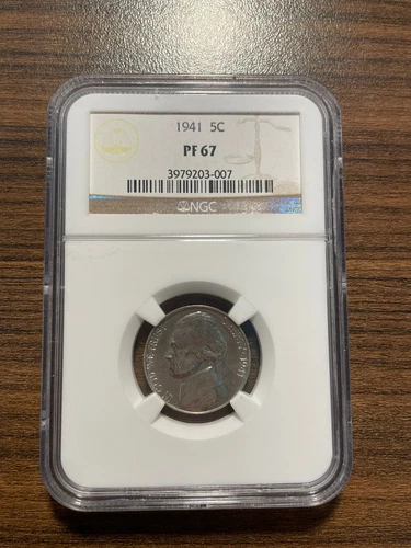 1941-P Jefferson Nickel 5C NGC PROOF PR PF 67 Type 1, Original Design Vintage
