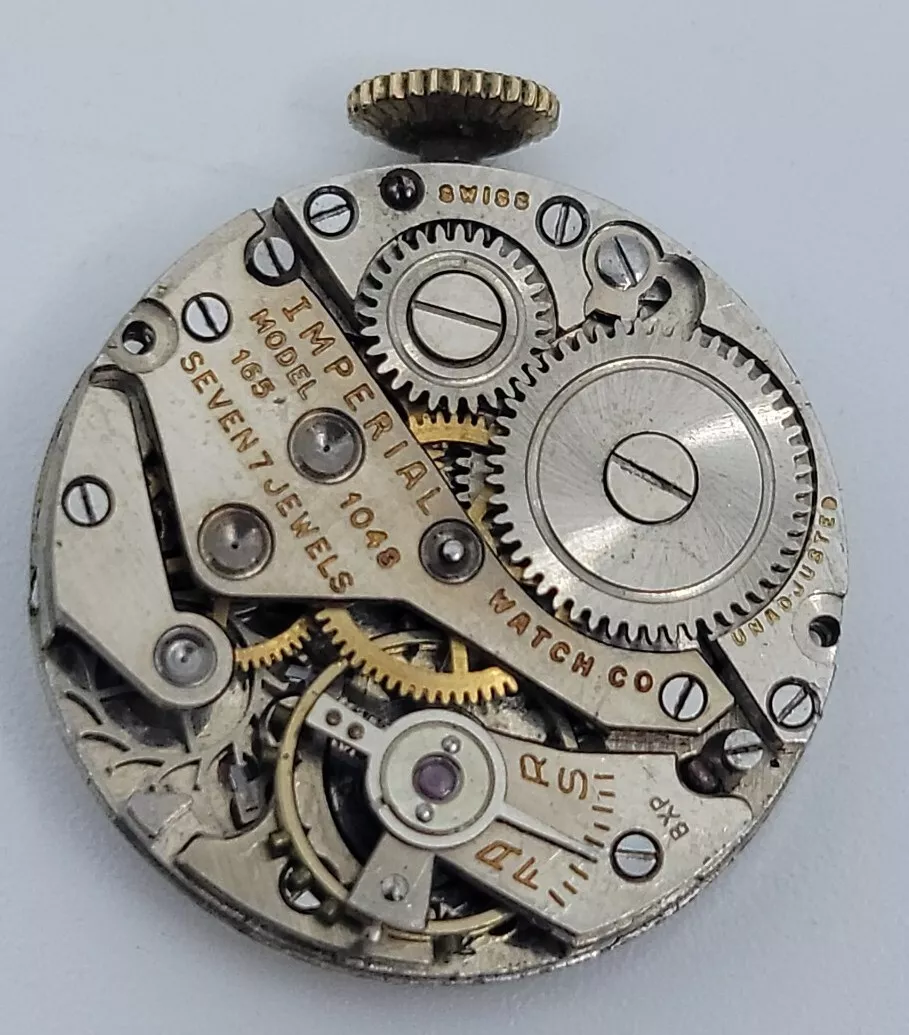 Vintage Imperial Watch Co. 7 Jewel Model 165 Watch Movement Parts