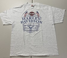 Harley Davidson Made In USA Mackinaw City Michigan Gray T Shirt With Back Hit XL