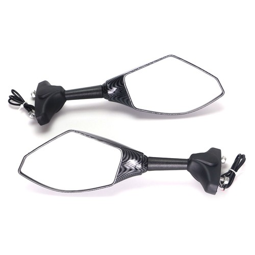 Rearview Mirrors With LED Turn Signal Light For Suzuki Yamaha Honda Kawasaki - Picture 4 of 8