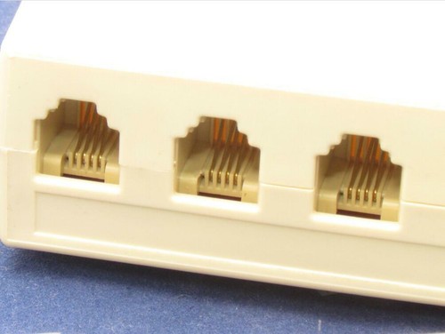5 Way Outlet 4C RJ11 Telephone Phone Modular Jack Line Splitter Adapter Ivory - Afbeelding 2 van 6