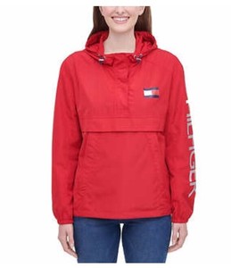 Tommy Hilfiger Womens 1/4 Zip Windbreaker Jacket Hoodie- $120 Size Large Red NWT | eBay