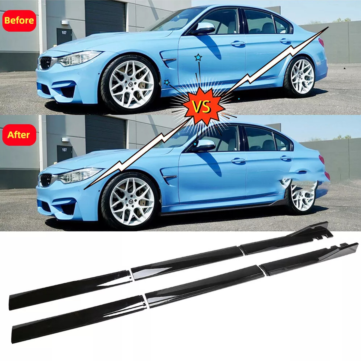 Glossy Front Lower Bumper Lip Splitter Spoiler +Side Skirt For Kia Optima 2010