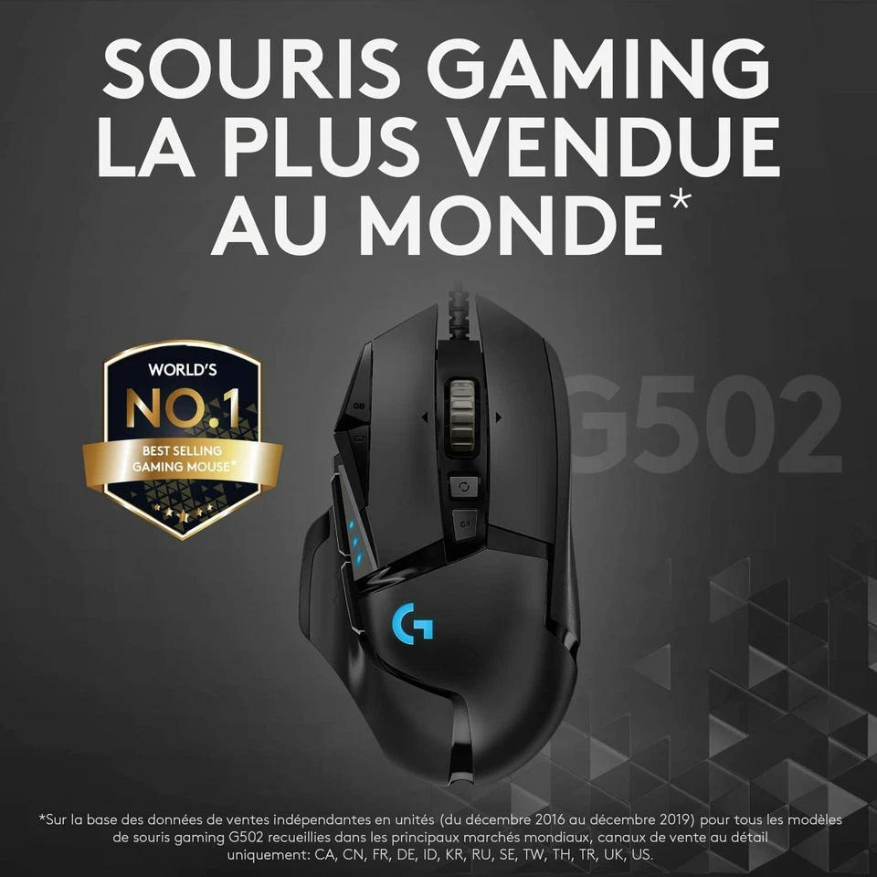 Souris de jeu hautes performances Logitech G502 HERO 16000 DPI - Photo 2/4