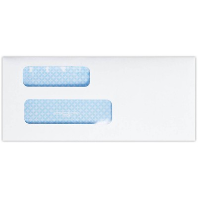 Quality Park Moistenable Glue Security Tinted #9 Double Window Envelope 3 7/8'' x