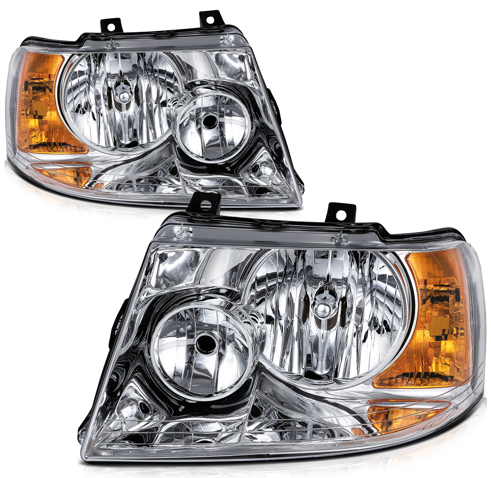 For Ford Expedition 2003-2006 Chrome Housing Headlights Assembly Headlamps Pair