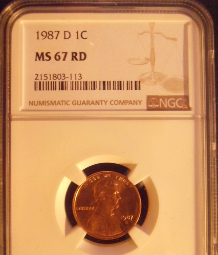 1987 D Lincoln Cent, NGC Certified MS 67 RD (87DN113) - Picture 5 of 5