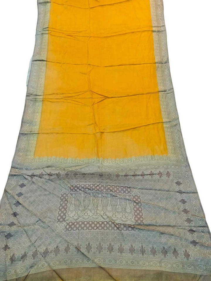 Sari Tussar de Seda Pura 100% Seda Vintage Tela India Reciclada TSS2983 Foto 4 de 4