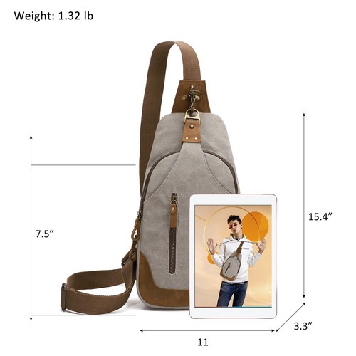 Canvas Sling Bag Crossbody Bags Casual Shoulder Daypack for Men Women - Picture 2 of 9