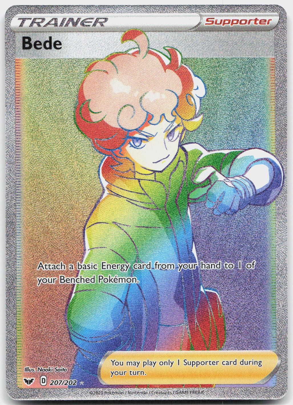 Bede 207/202 Rainbow Rare Sword & Shield Pokemon Near Mint