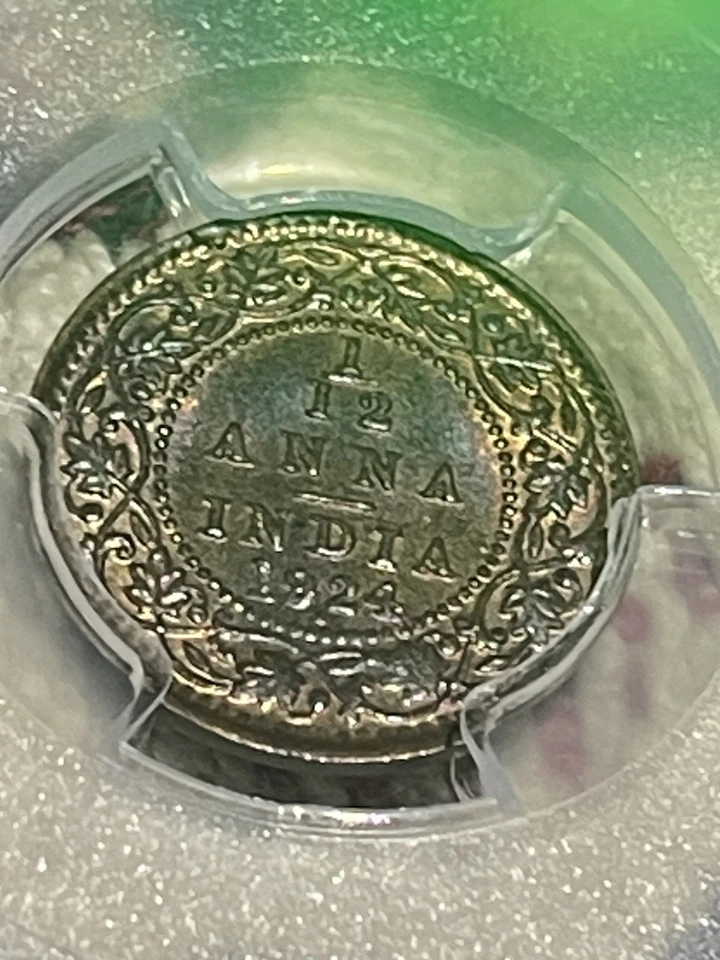 1924 B India-British 1/12 Anna 💎🌟💎PCGS MS63BN 💎🌟💎 SW 8.556 - Image 3 of 4