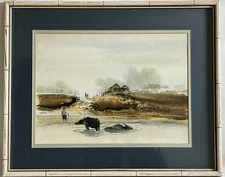 Fine Beautiful Southeastern Asia Rural River Landscape Painting Impressionist