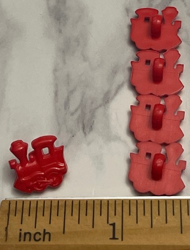 5 Red Plastic Train Children's Button Lot 117-8 - Picture 7 of 11