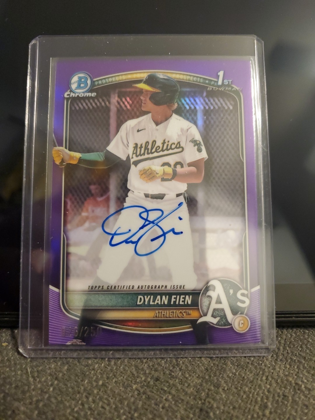 2025 Bowman Chrome 1st Dylan Fien Purple Refractor /250 On Card Auto 🔥