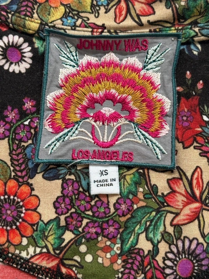 Top Johnny Was Moa Favorito Boho Manga Larga Bambú Floral Retazos Talla XS Foto 4 de 4