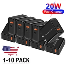 20W 2-Port USB A+C Fast Wall Charger Block For Universal iPhone 17 16e iPad Lot
