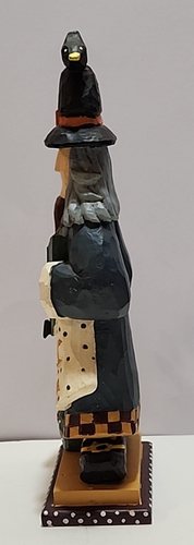 Vintage Halloween Hexe Figur Kessel Zauberbuch Haustier Krähe Fledermäuse Halbmond Mond Sterne - Bild 5 von 10