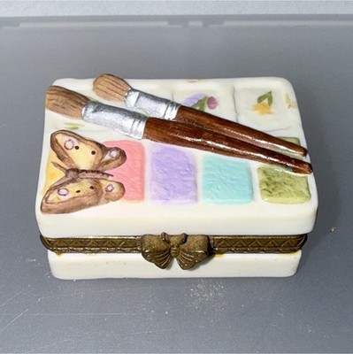M. Bastin Butterfly Paintbrush Trinket Box Hinged Design  1999