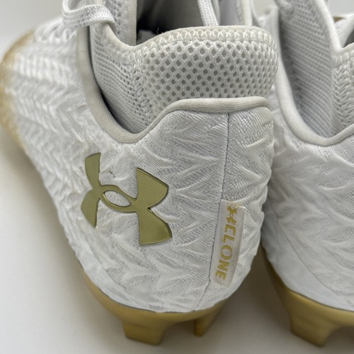 Under Armour UA Spotlight Clone 4 MC Mens Shoe Sz 10.5 gold White - Picture 7 of 15