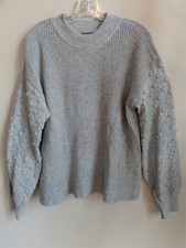 Vince Camuto Women's Bobble Stitch Sleeve Pullover Sweater Gray XL 647