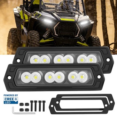For Polaris RZR XP 1000 2014-2024 2x 8'' Flush Mount Cree LED Driving Lights 86W