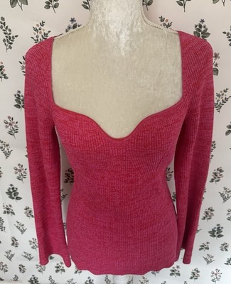 Damen H&M Strickpullover Pullover Pulli V-Ausschnitt Größe Rosa L 