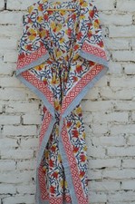 100% TARRIF FREE✅0% CHARGE Multi/ Block Print Long Kaftan 100%Cotton Dress KF-89