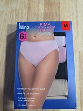 Felina Women's 6-Pack Pima Cotton Hi-Cut with Lace Trim Panties, Multicolor, M