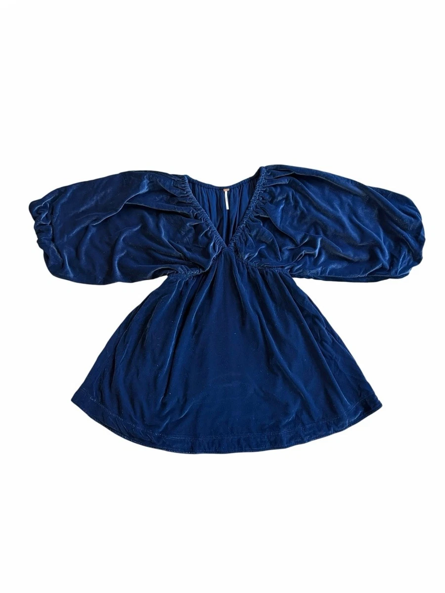 blue velvet free people dress 25+ Women's for sale Mockneck Short wide sleeves