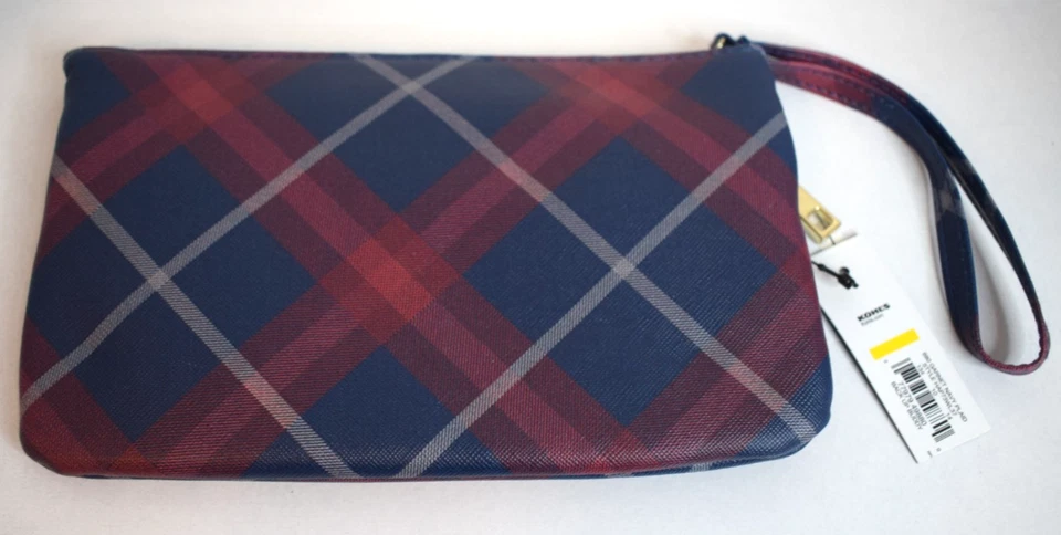 NUEVO CON ETIQUETAS Apt 9. Cartera de mano pulsera Safe Keeper a cuadros con bloqueo RFID ¡Billetera de seguridad! Foto 2 de 2