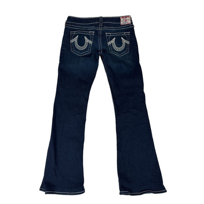 True Religion Jeans Womens 31 Blue Bobby Big T Bootcut Y2K Aesthetic Dark Wash