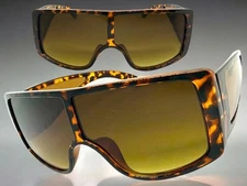 Futuristic Modern Retro Wrap Blinder Shield Rave SUNGLASSES Sleek Tortoise Frame