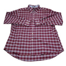 Chaps Dress Shirt Mens 17-17.5 34/35 Red Plaid Button Down Collared Classic Fit