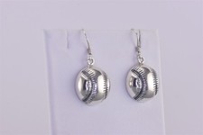 Baseball-Ohrringe Sterlingsilber 17 mm x 17 mm Maße baumelnd 925 Haken