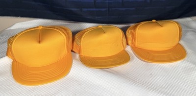 3pc Vintage Breathable Adjustable SnapBack Foam Mesh Trucker Gold Yellow Hat Set