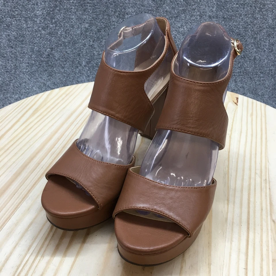 Naturalizer Heels Womens 9.5 M Mae Platform Brown Leather Peep Toe Block NEW - Image 3 of 4