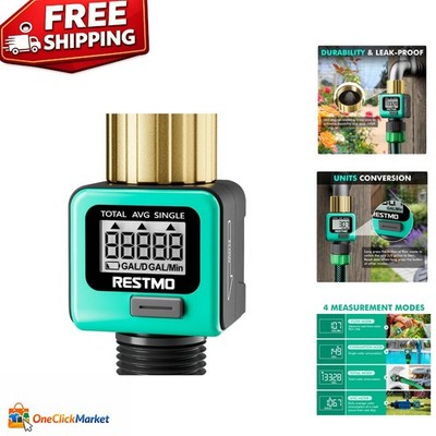 Compact Brass Water Flow Meter with LCD - Optimize Garden Watering Efficiency