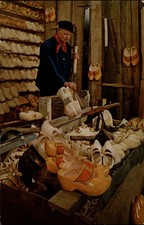 Wooden Shoe Maker Aalsmeer Netherlands vintage postcard s607