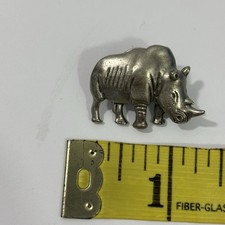Vintage Rhino Silver PEWTER Lapel Pin BADGE BROOCH