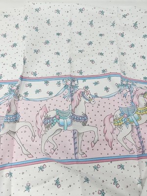Vintage Timeless Treasures Carousel Horses 100% cotton fabric 2 Yards Plus Scrap