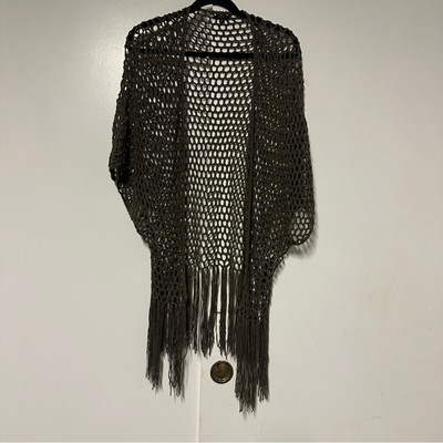 Fora Brown Open Front Crochet fringe Cardigan swim cover up Size Large