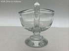Pressed Glass Clear Pedestal Gravy Boat with Ladle 2 Piece Set Vintage — photo 5