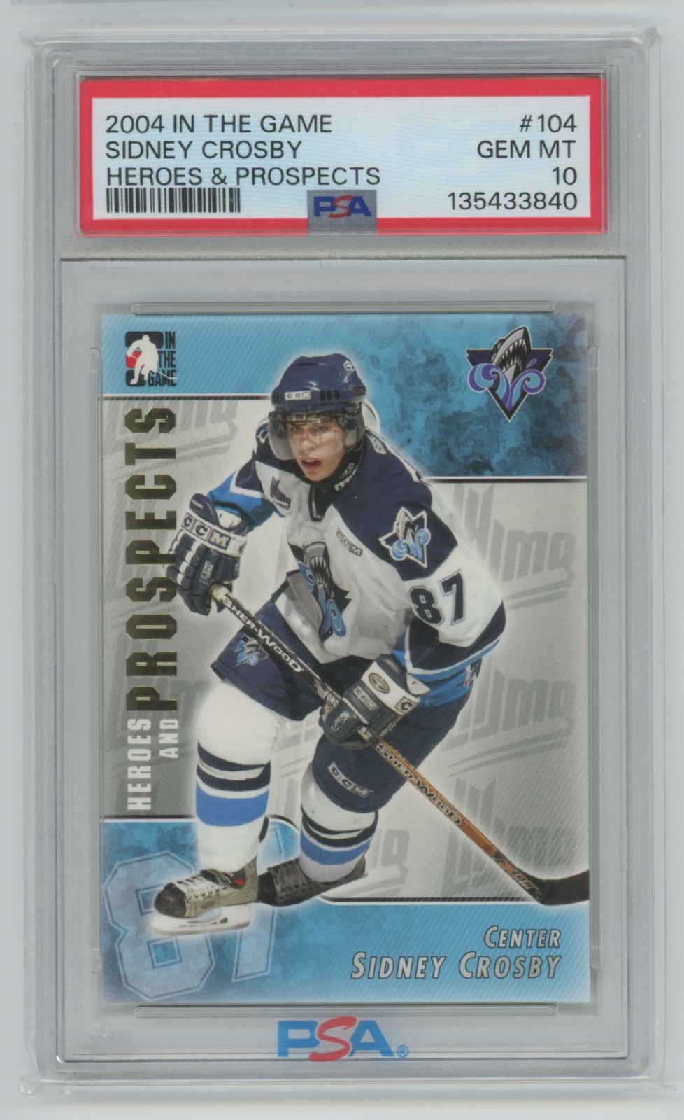 Sidney Crosby 2004-05 In The Game Heroes and Prospects PSA 10 #104 Rimouski