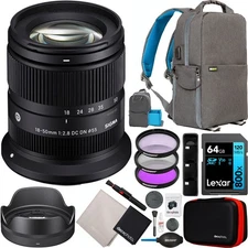 Sigma 18-50mm F2.8 DC DN Contemporary APS-C Zoom Lens for Canon RF-Mount Bundle