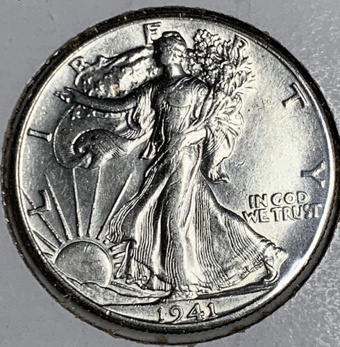 1941  Walking Liberty Silver Coin Half Dollar  Error Proof Coin Missing S Mint