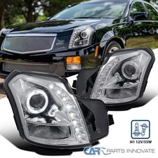 Fit 03-07 Cadillac Cts Led Clear Halo Projector Headlights Head Lamps Leftright