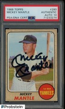 Mickey Mantle HOF Signed 1968 Topps #280 New York Yankees PSA/DNA 10 AUTO