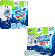 Washing Machine & Dishwasher Cleaner Tablets - 48-Pack Bundle Compatible with Fr